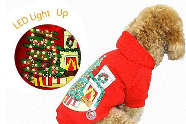 LED pet fleece hoodies /pet Christmas clothes