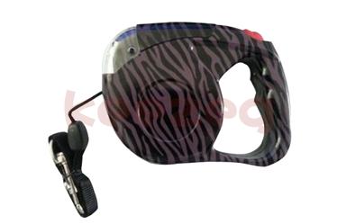 Zebra retractable dog leash/LED