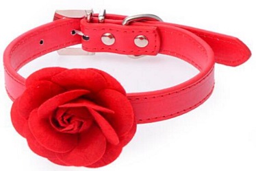 Rose-leather dog cat collars for small medium dog cat/pet products