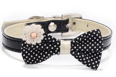 Bowknot leather dog collars leather for small dogs