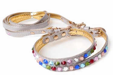 Crystal colorful dog cat collars and leashes for small medium pets