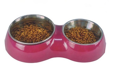 New Styles Red Melamine Double Bowl with Stainless Steel Bowl for Dog