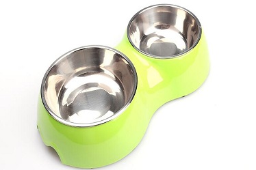 New Styles Red Melamine Double Bowl with Stainless Steel Bowl for Dog