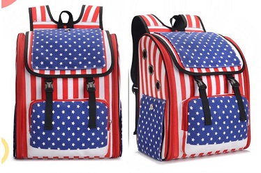 Foldable red&blue designs pet backpack /dog cat carrier