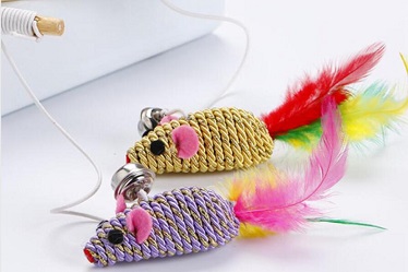 Natural wooden post cat teaser toys