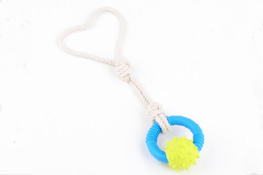Quality pet rope toys with TPR circle ball /pet products