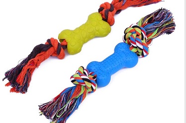TPR Bone shape pet toys with rope