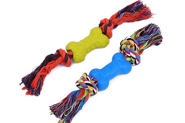 TPR Bone shape pet toys with rope