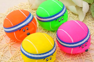 Colorful football pet smiles ball toys/dog vinyl plastic toy