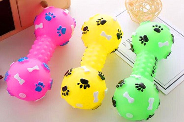 Footprint dumbbell pet vinyl toys/dog chews products
